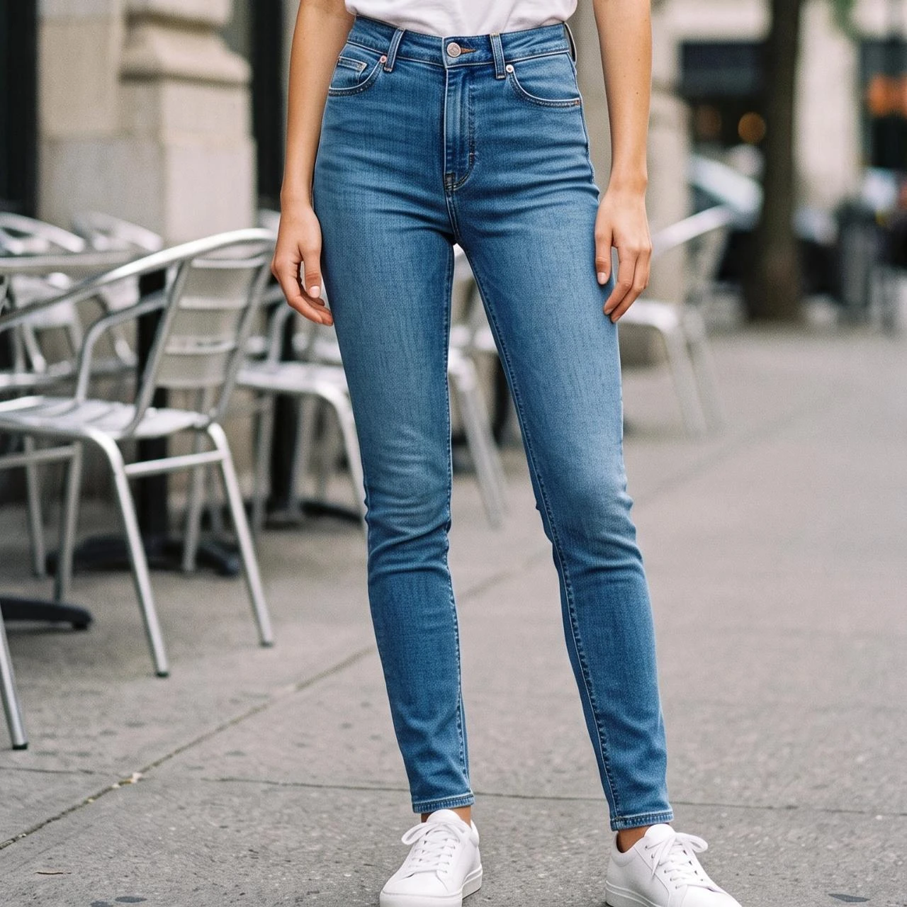 👖 Jean skinny taille haute H&M bleu denim clair - Taille 36